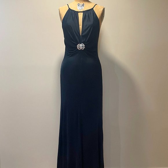 NWOT 90s Retro Glam Backless Jersey Gown - Picture 8 of 13